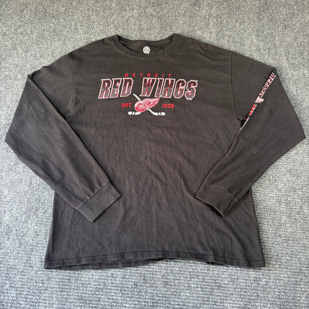 NHL Detroit Red Wings Long Sleeve Graphic T-Shirt Black Mens Large 4204